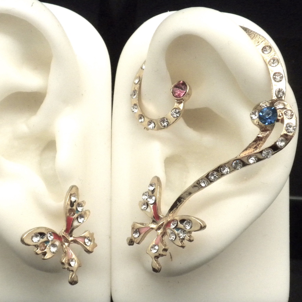 Ear Hook And Stud Set Earrings Butterfly